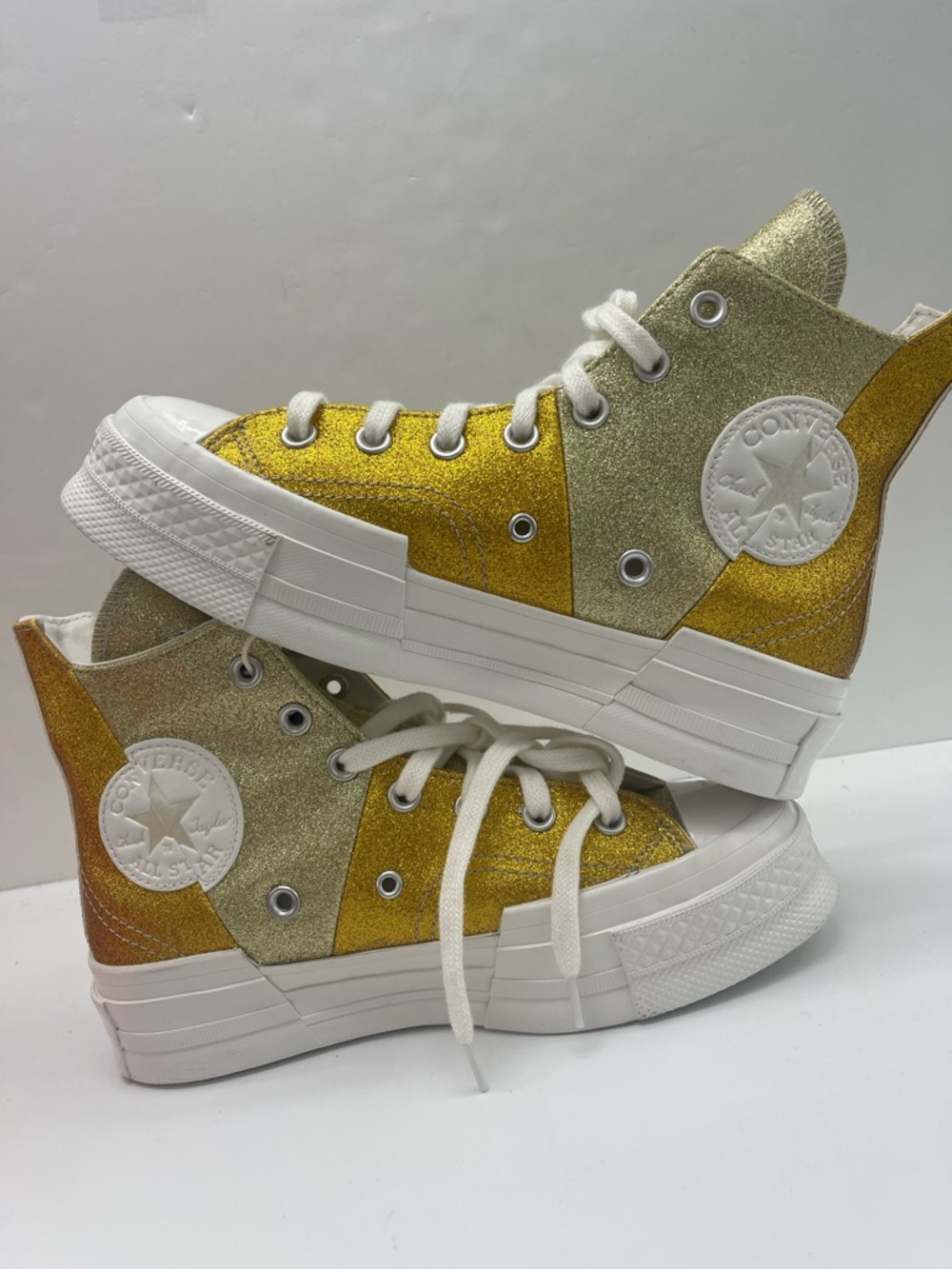 Converse WMNS Chuck 70 Plus Hi A08176C Vintage White/Dark Gold Platform Sneakers - Picture 12 of 16